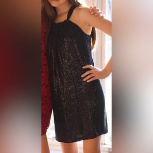 carmen marc valvo collection black sequined dress